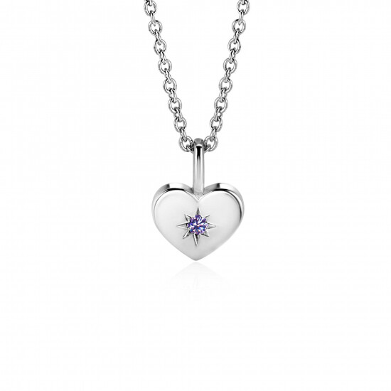 JUNE Pendant 12mm Sterling Silver Heart Birthstone Light Amethyst Zirconia (excl. necklace)