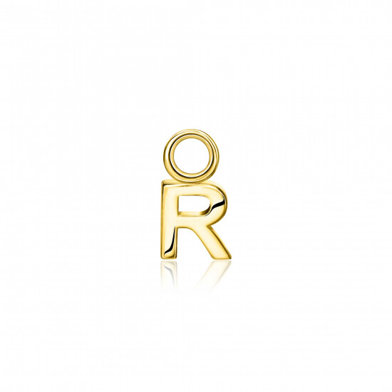 ZINZI Gold Plated Letter Earrings Pendant R price per piece ZICH2145R (excl. hoop earrings)
