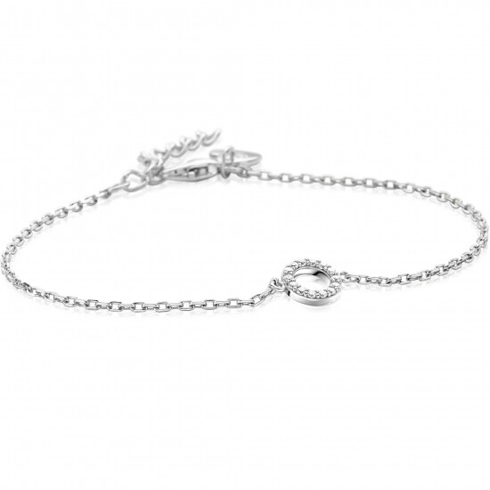 ZINZI Sterling Silver Bracelet with Open Circle (7,5mm) Set with White Zirconias 16,5-19,5cm ZIA2550