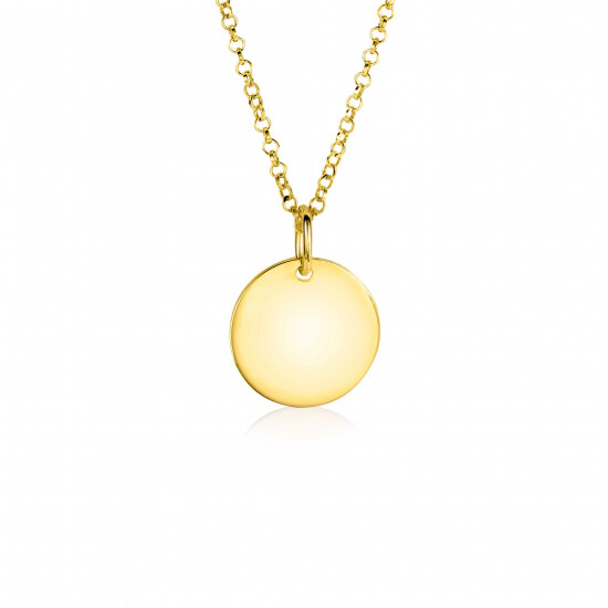 15mm ZINZI Gold Plated Sterling Silver Pendant Shiny Coin to Engrave ZIH2345G15 (excl. necklace)