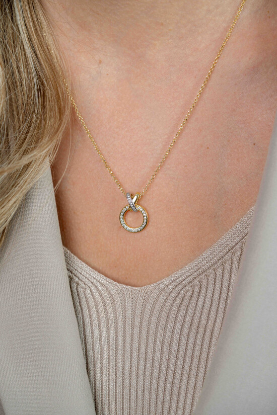 ZINZI zlv.collier gg.verg oog X en ronde vorm zirc.