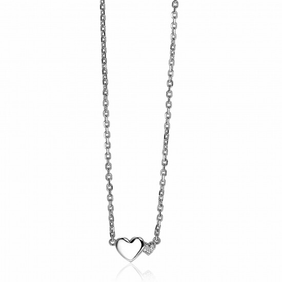 ZINZI Sterling Silver Necklace with Hearts Zirconia 42-45cm ZIC2137