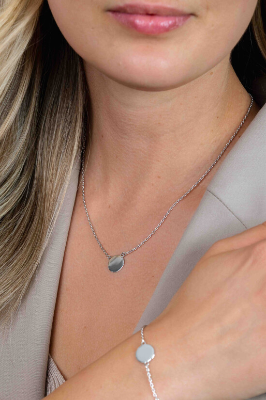 ZINZI Sterling Silver Necklace 43cm with Shiny Coin (15mm) to Engrave ZIC2345