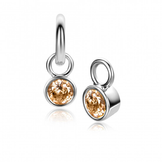 NOVEMBER Earrings Pendants Sterling Silver with Birthstone Yellow Citrine Zirconia (excl. hoop earrings)