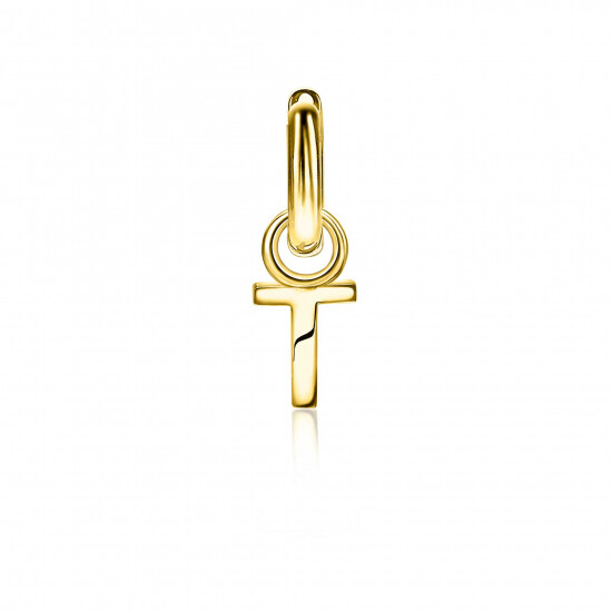 ZINZI Gold Plated Letter Earrings Pendant T price per piece ZICH2145T (excl. hoop earrings)