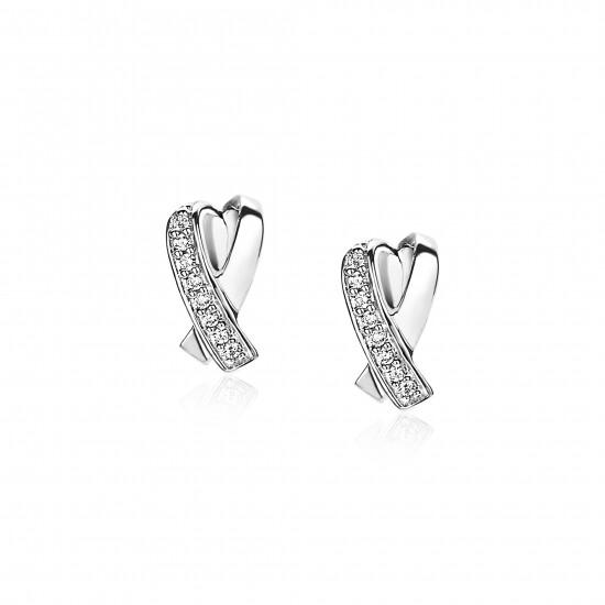 ZINZI Sterling Silver Stud Earrings Crossover White ZIO1625