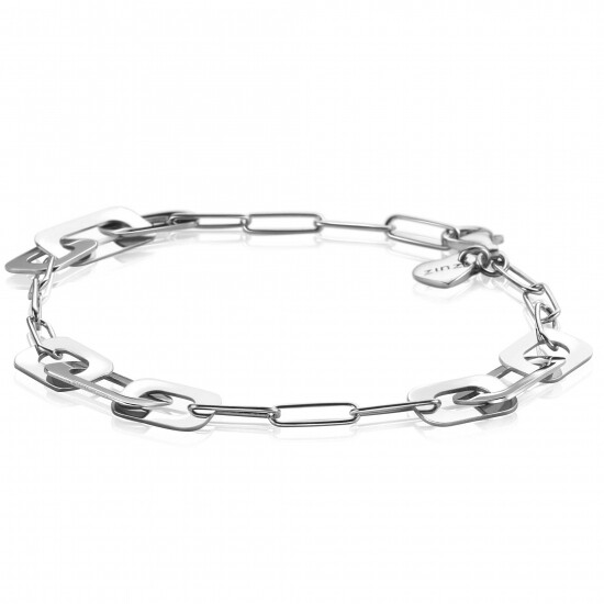 ZINZI Sterling Silver Trendy Chain Bracelet with Rectangular Chains in Multiple Widths 17-20cm ZIA-BF72