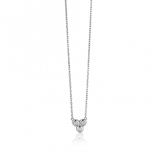 ZINZI Sterling Silver Necklace Pendant Round with White Zirconias 45cm ZIC1442