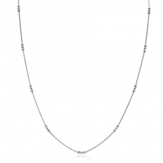 ZINZI Sterling Silver Necklace with Fine Rolo Chain and Trio Beads 42-45cm ZIC2465