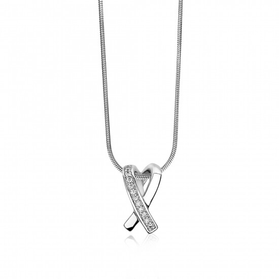 ZINZI Sterling Silver Pendant Crossover White ZIH1625