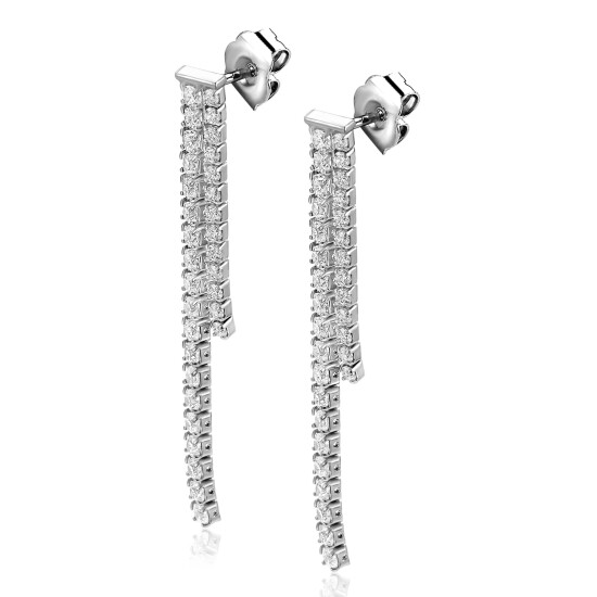 ZINZI zlv. oorstekers 2 rijen zirconia's versch.lengtes