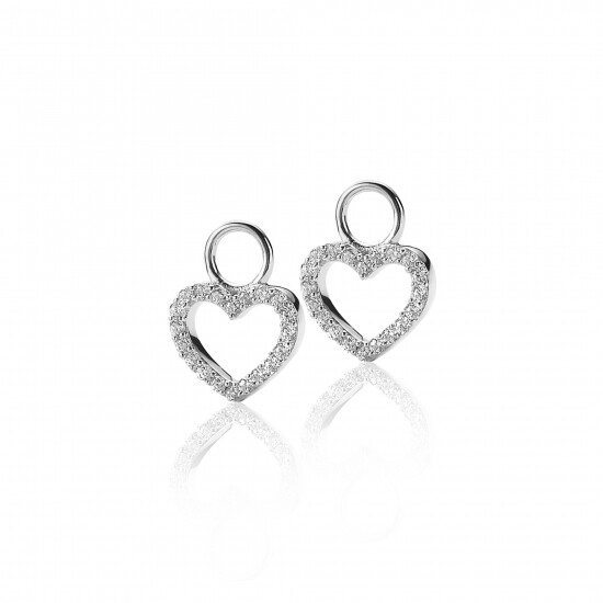 ZINZI Sterling Silver Earrings Pendants Heart Zirconia ZICH1098 (excl. hoop earrings)