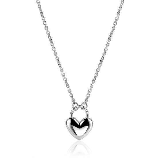 ZINZI silver link necklace with heart-shaped lock pendant 18mm wide 42-45 cm ZIC2673