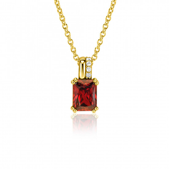 14mm ZINZI Sterling Silver Pendant Rectangular Red Garnet Color Stone and Luxurious Bail ZIH2392R (excl. necklace)