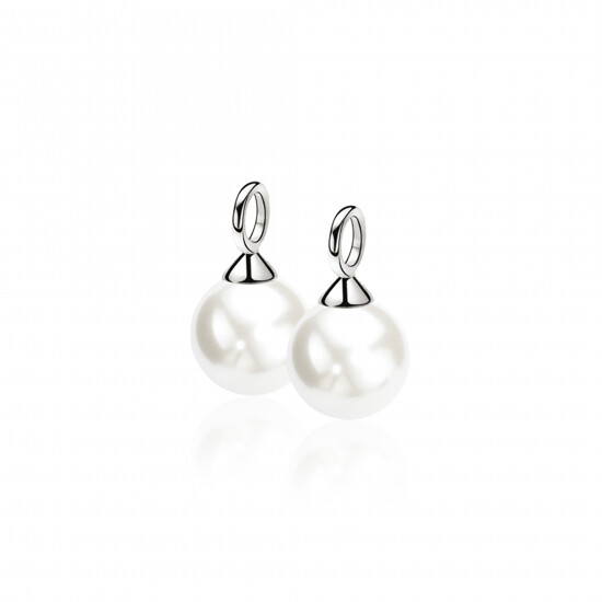10mm ZINZI Sterling Silver Earrings Pendants Pearl White ZICH266W (excl. hoop earrings)