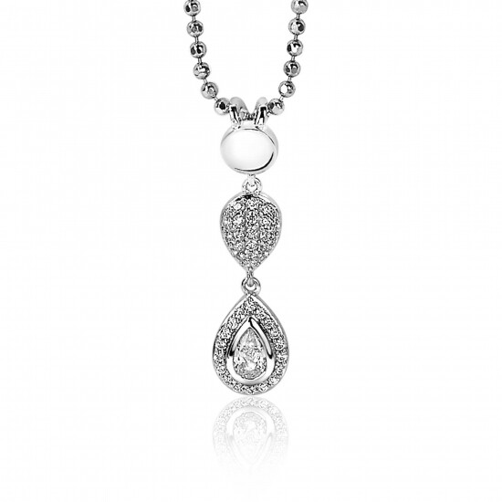 26mm ZINZI Sterling Silver Pendant Drop White Zirconias ZIH1972