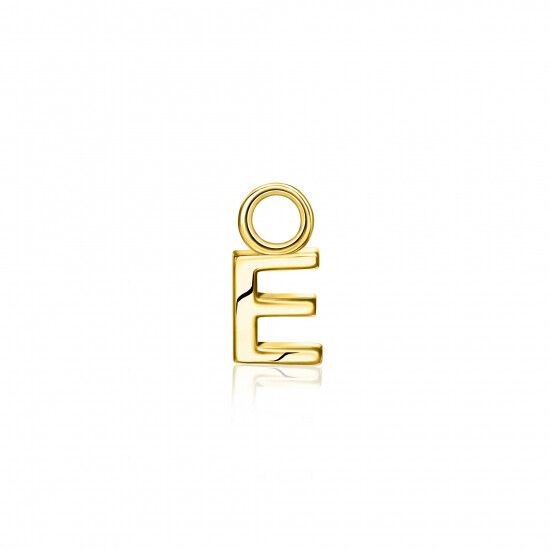 ZINZI Gold Plated Letter Earrings Pendant E price per piece ZICH2145E (excl. hoop earrings)