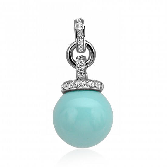 ZINZI Sterling Silver Pearl Pendant Turquoise ZIH459T