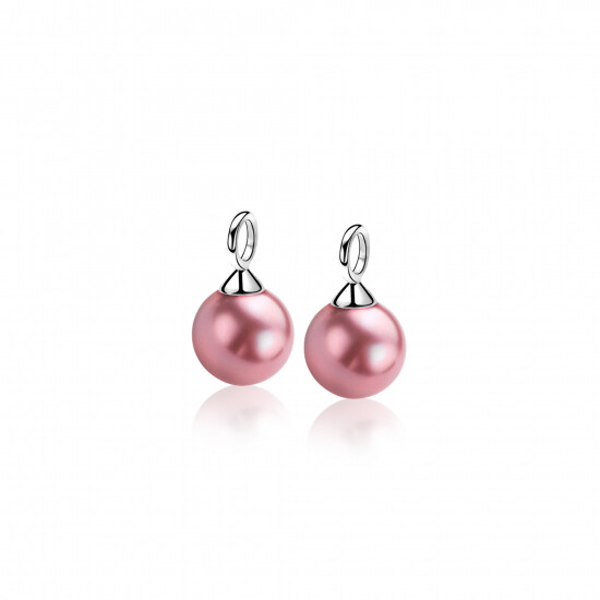 10mm ZINZI Sterling Silver Earrings Pendants Pearl Fuchsia ZICH266F (excl. hoop earrings)