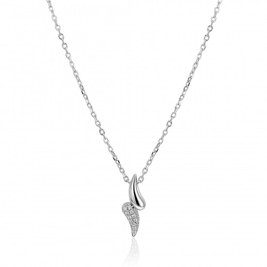 ZINZI silver link necklace with two teardrop-shaped pendants set with white cubic zirconias 40-45cm ZIC2681