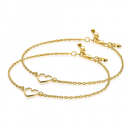 ZINZI Set of 2 Gold Plated Sterling Silver Bracelets Open Heart ZIA1420G-SET