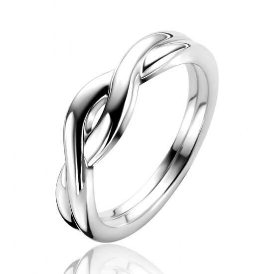 ZINZI silver ring (6mm wide) with two interwoven smooth bands ZIR2683