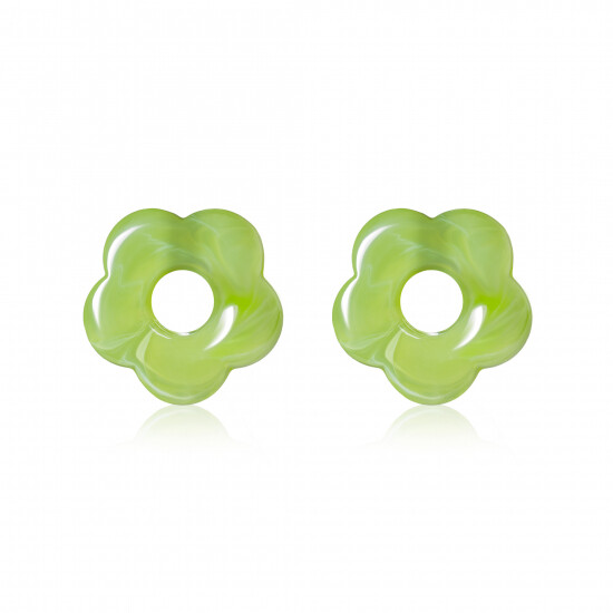 26mm flower-shaped light green synthetic earring charms ZICH2720GA