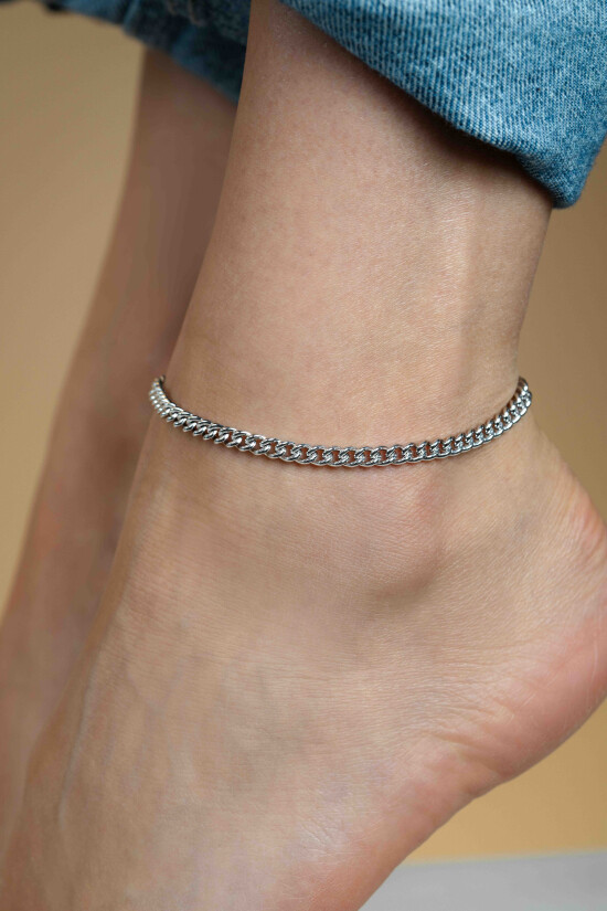 ZINZI Sterling Silver Anklet Curb Chain 23+4cm ZIE1414