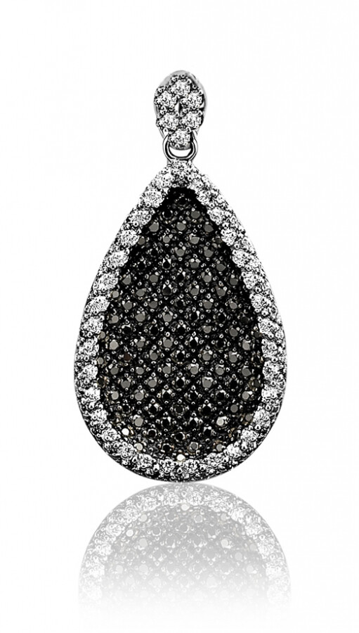 ZINZI Sterling Silver Oval Pendant Black ZIH963