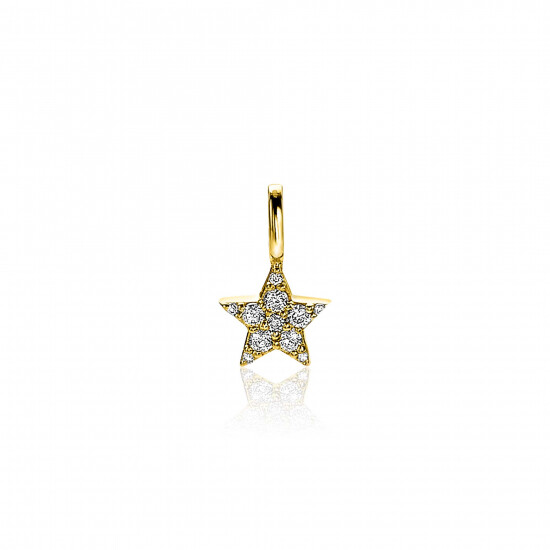 13mm ZINZI Gold Plated Sterling Silver Star Pendant White ZIH2138Y (excl. necklace)