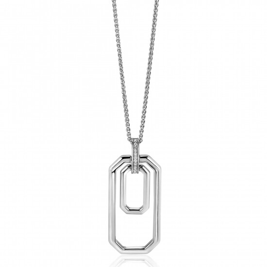 ZINZI Sterling Silver Necklace with Luxurious Rectangular Pendant (40mm) 70cm ZIC2494