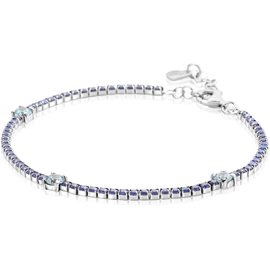 ZINZI zlv. tennisarmband fant.blauw/ichtblauw