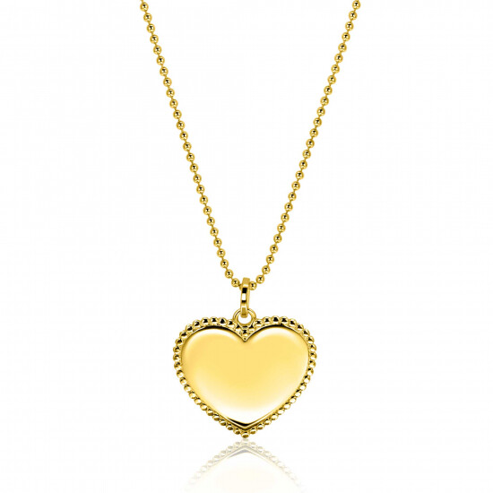 23mm ZINZI gold plated silver heart pendant with pearl rim for engraving ZIH2654G (without chain)