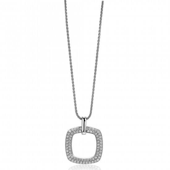 ZINZI Sterling Silver Rectangular Pendant White Zirconias 30mm ZIH1158