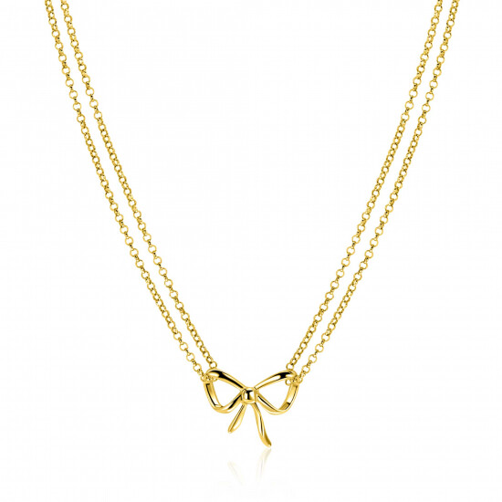 ZINZI gold plated silver multi-look necklace with elegant bow 40-43cm ZIC2677