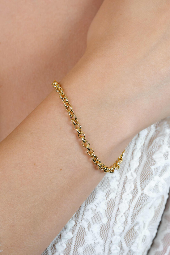 ZINZI Gold Plated Sterling Silver Rolo Chain Bracelet width 4,5mm 18cm ZIA1911G