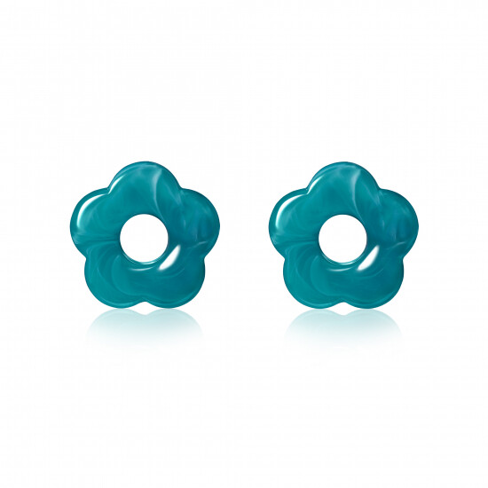26mm flower-shaped turquoise synthetic earring charms ZICH2720T