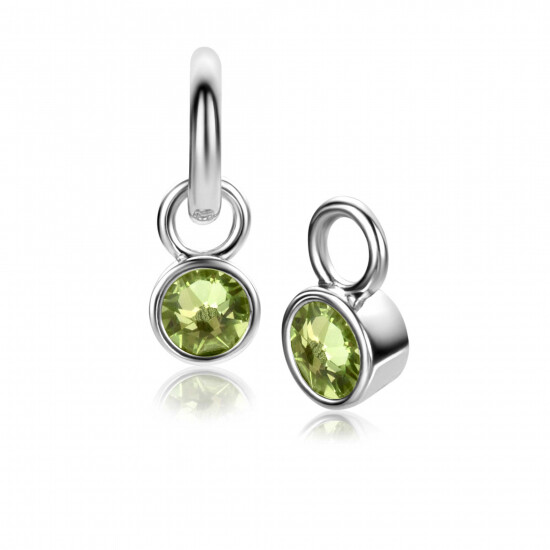 AUGUST Earrings Pendants Sterling Silver with Birthstone Green Peridot Zirconia (excl. hoop earrings)