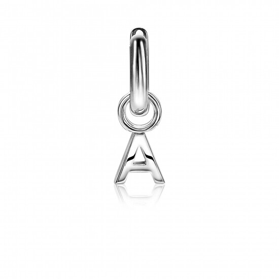 ZINZI Sterling Silver Letter Earrings Pendant A price per piece ZICH2144A (excl. hoop earrings)