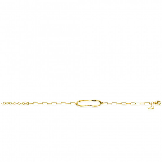 ZINZI gold-plated silver paperclip link bracelet with organically shaped oval, 15-18cm, ZIA-BF107