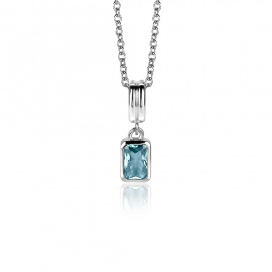 17mm ZINZI silver rectangular pendant set with a petrol blue gemstone ZIH2614 (without necklace)