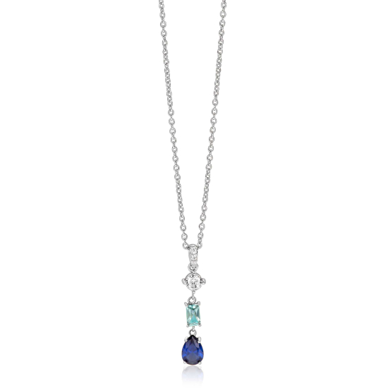 ZINZI zlv. collier hanger blauw peer/lichtbl.rechth/zc
