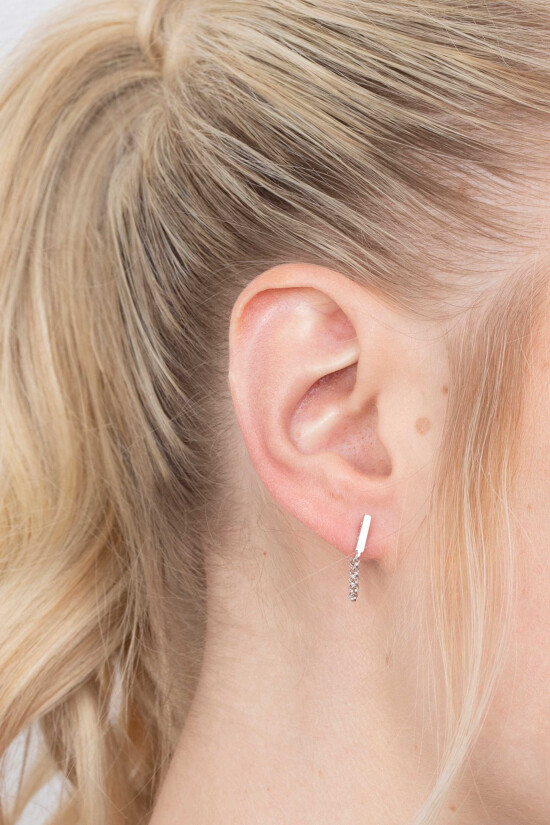ZINZI Sterling Silver Stud Earrings Bar with Chain ZIO1688