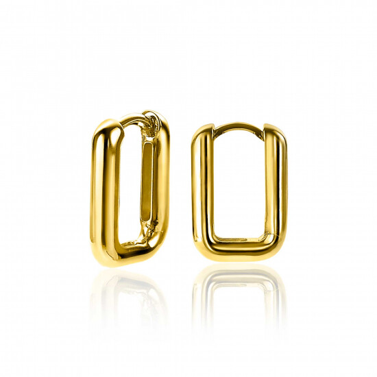 18mm ZINZI Gold Plated Sterling Silver Hoop Earrings Rectangular 18x3mm ZIO2222G