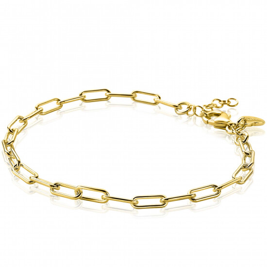 ZINZI Gold Plated Sterling Silver Paperclip Chain Bracelet width 3,5mm ZIA2202G