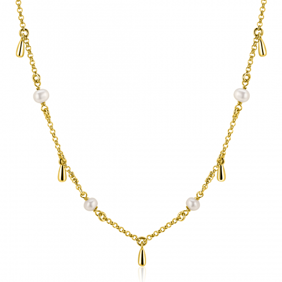 ZINZI zlv.collier gg.verg.met parels en pegeltjes 42/45