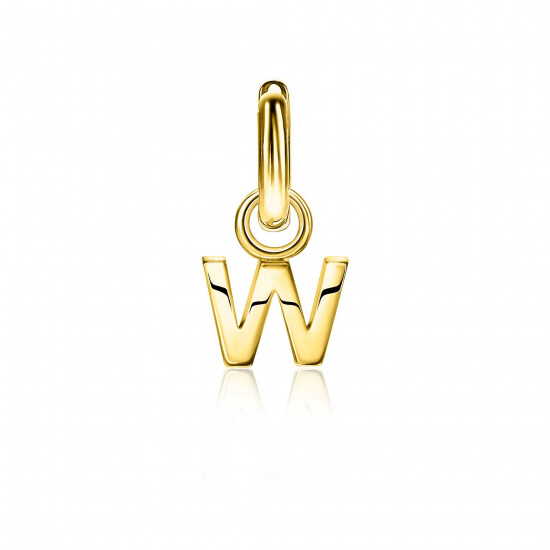 ZINZI Gold Plated Letter Earrings Pendant W price per piece ZICH2145W (excl. hoop earrings)