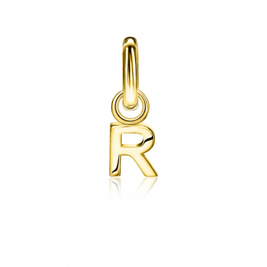 ZINZI Gold Plated Letter Earrings Pendant R price per piece ZICH2145R (excl. hoop earrings)