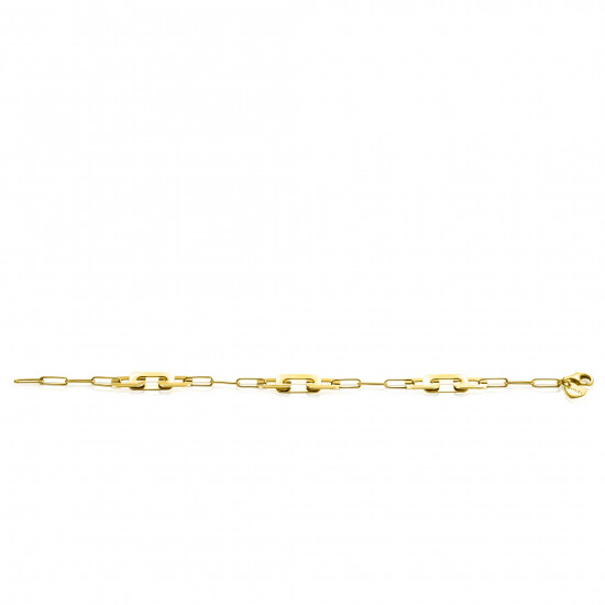 ZINZI Gold Plated Sterling Silver Trendy Chain Bracelet with Rectangular Chains in Multiple Widths 17-20cm ZIA-BF72G