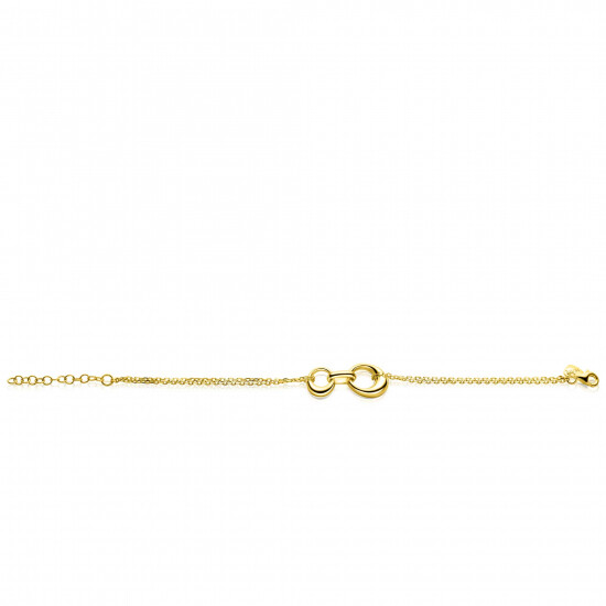 ZINZI gold plated silver multi-look bracelet with three interconnected organic shapes 17-20cm ZIA2671